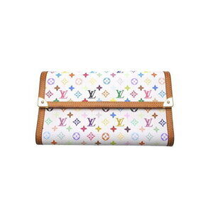 Louis Vuitton Long Wallet Multicolor Porte Tresor International White